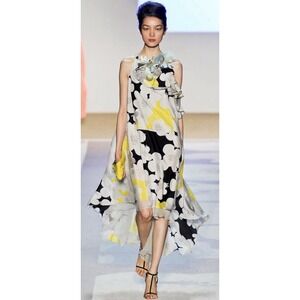 Diane Von Furstenberg DVF Gown Dress 6 Halter Hi-low Silk Wedding Party Floral